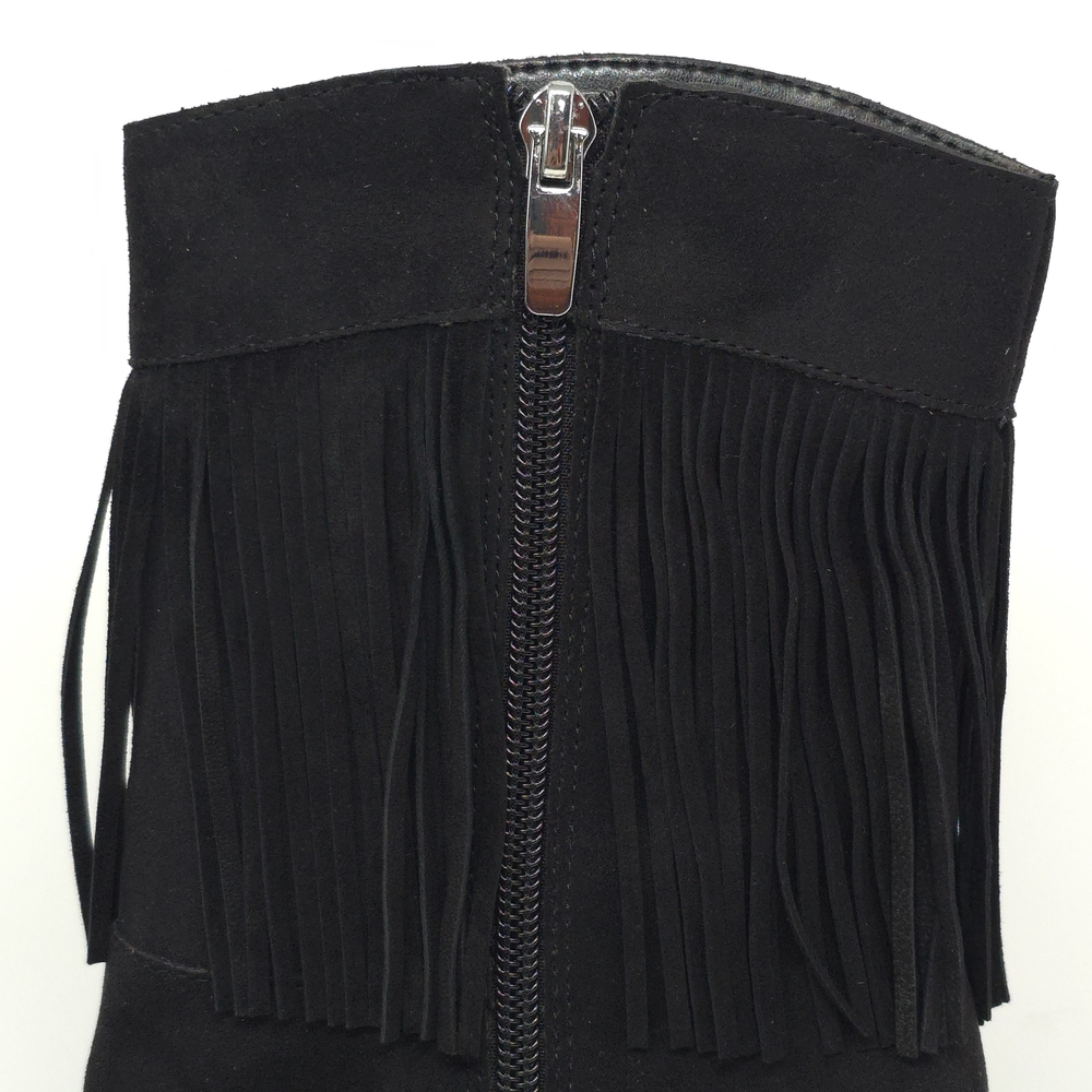 Nine West Tries2 Black Suede Fringe Stiletto Ankle Booties 7M - Picture 7 of 16
